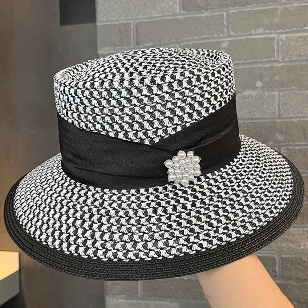 🆕 Straw Wide Brim Flat Top Hat